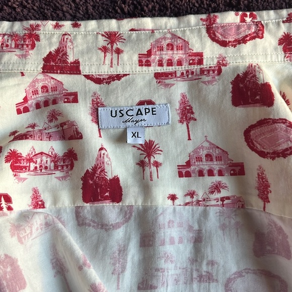 USCAPE X Mayor Stanford University button up shirt screen print short sleeves XL - Picture 7 of 11